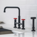 Aquacubic Cupc Lead Free Brass High Arc Bridge Kitchen Faucet with Side Spray Kitchen Faucet